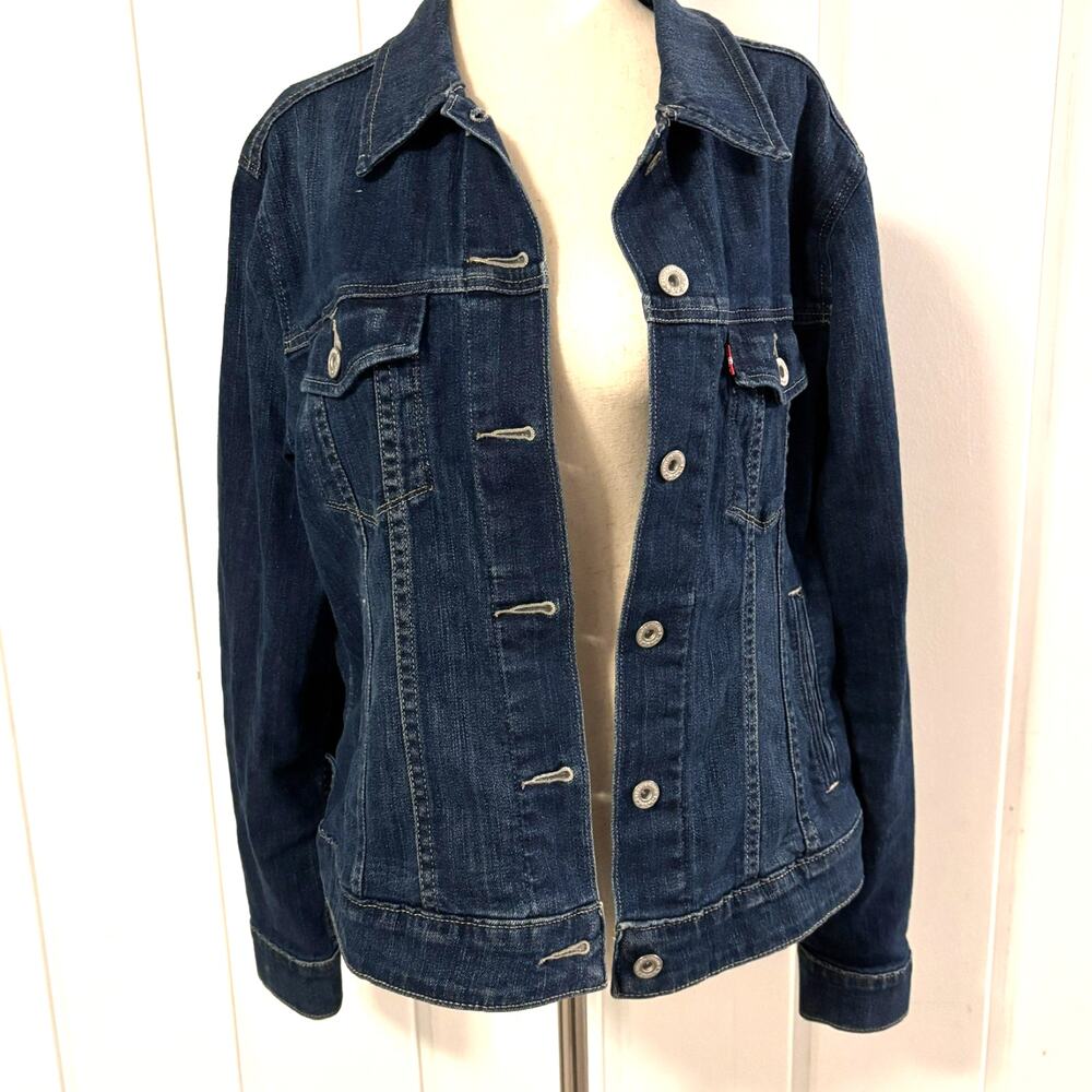 Levi's Women’s Denim Jacket XL Blue Trucker Button Front Excellent - Picture 2 of 12